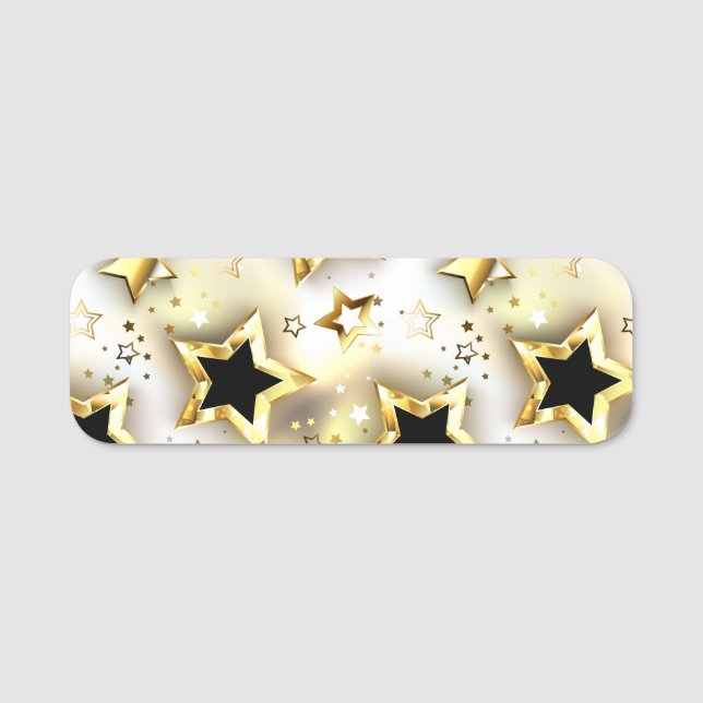 Light seamless with gold stars name tag (Front)