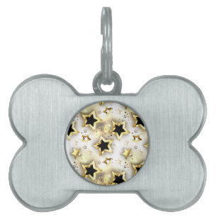 Light seamless with gold stars pet ID tag