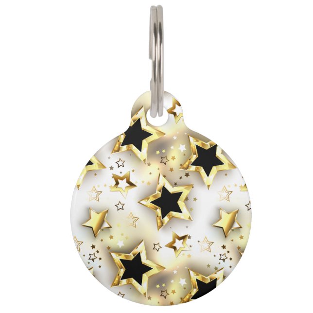 Light seamless with gold stars pet tag (Front)
