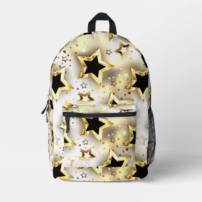 Light seamless with gold stars printed backpack (Front)