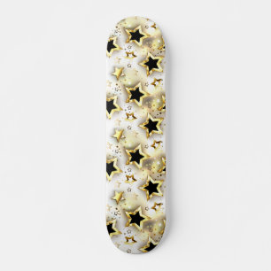 Light seamless with gold stars skateboard