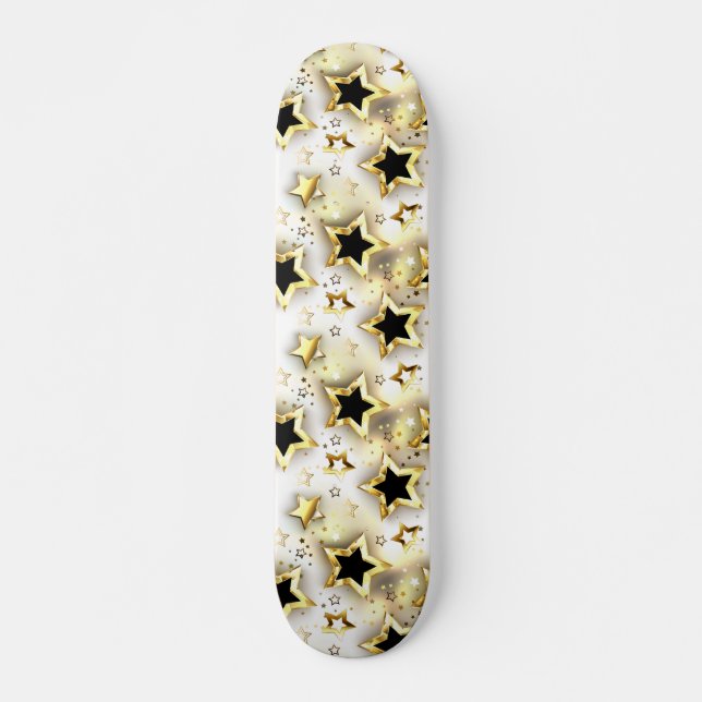 Light seamless with gold stars skateboard (Front)