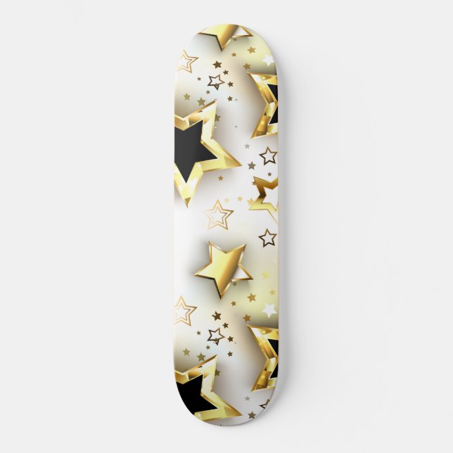 Light seamless with gold stars skateboard (Front)
