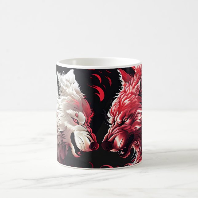 Light Shadow Wolf Spirit Animal Fantasy Coffee Mug (Center)