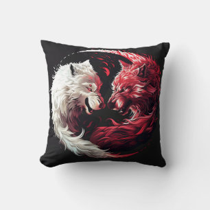Light Shadow Wolf Spirit Animal Fantasy Cushion