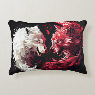 Light Shadow Wolf Spirit Animal Fantasy Decorative Cushion