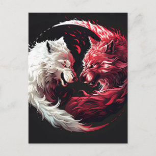 Light Shadow Wolf Spirit Animal Fantasy Holiday Postcard