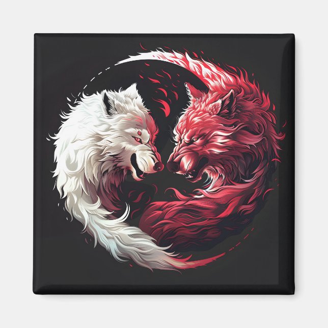 Light Shadow Wolf Spirit Animal Fantasy Magnet (Front)