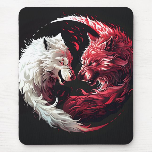 Light Shadow Wolf Spirit Animal Fantasy Mouse Mat (Front)