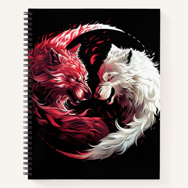 Light Shadow Wolf Spirit Animal Fantasy Notebook (Front)