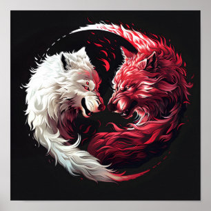 Light Shadow Wolf Spirit Animal Fantasy Poster