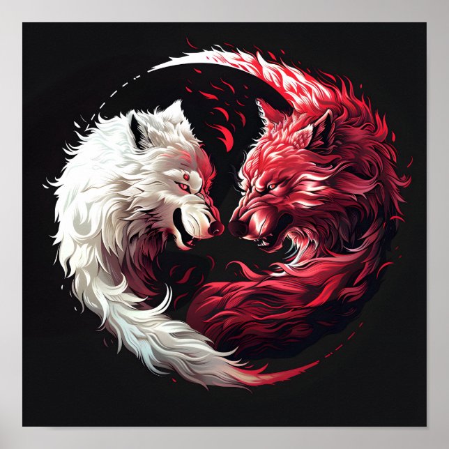 Light Shadow Wolf Spirit Animal Fantasy Poster (Front)