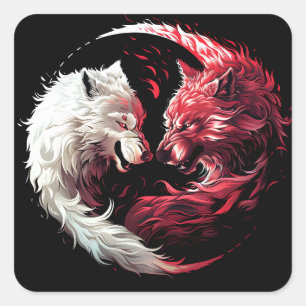 Light Shadow Wolf Spirit Animal Fantasy Square Sticker