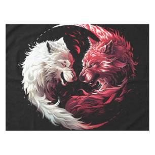 Light Shadow Wolf Spirit Animal Fantasy Tablecloth