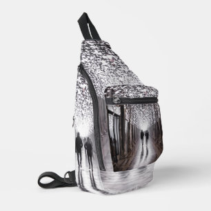 Light, shadows and symmetry - sepia sling bag