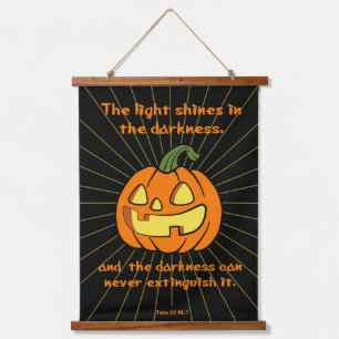 Light shines in the darkness Jack-o-lantern Hanging Tapestry