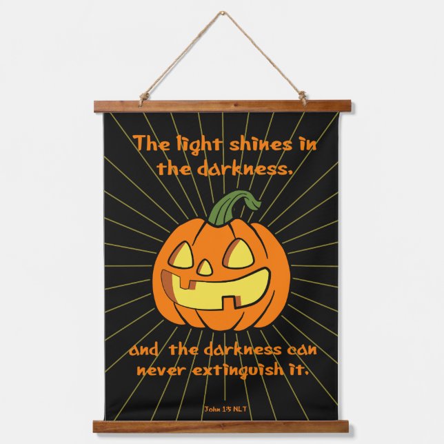 Light shines in the darkness Jack-o-lantern Hanging Tapestry (Front)