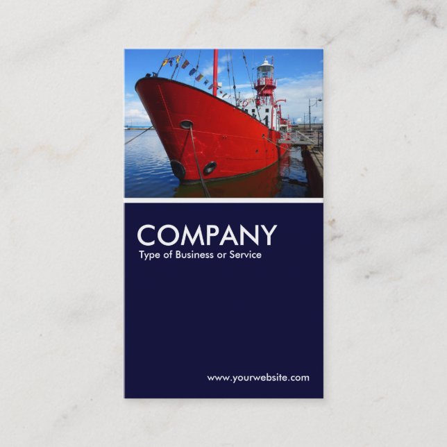 Light Ship, Cardiff Bay - Dark Navy Blue Business Card (Front)