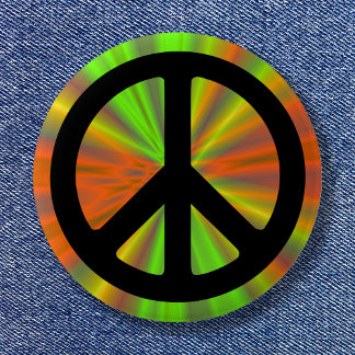 Light Show with Peace Sign 6 Cm Round Badge
