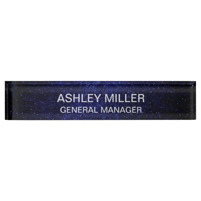 Light Silver Colour Text on Galaxy Desk Name Plate (Front)