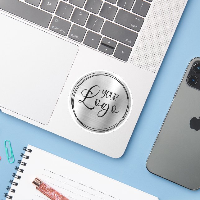 Light Silver Foil Your Business Logo Here (Laptop w/ iPhone)