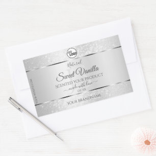 Light Silver Glitter Product Labels Monogram Logo