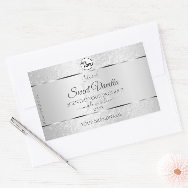 Light Silver Glitter Product Labels Monogram Logo (Envelope)