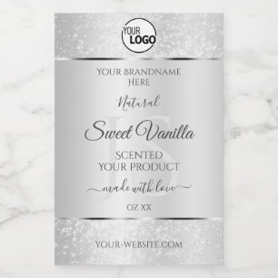 Light Silver Glitter Product Labels Monogram Logo