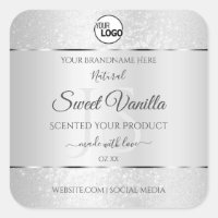 Light Silver Glitter Product Labels Monogram Logo