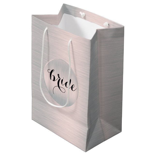Light Silver-grey brushed aluminium Medium Gift Bag (Front Angled)