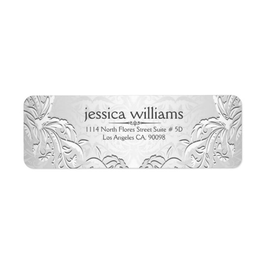 Light Silver Grey Floral Frame Return Address Label