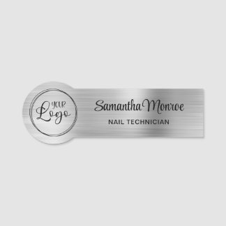 Light Silver Ombre Foil Your Business Logo Name Tag
