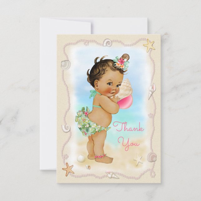 Light Skin Ethnic Beach Baby Conch Shell Thank You (Front)