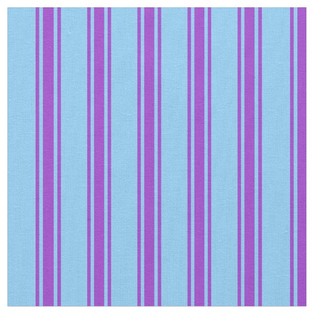 Light Sky Blue and Dark Orchid Coloured Pattern Fabric (Close Up)