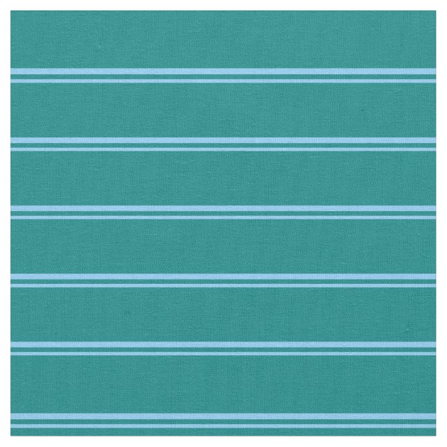 Light Sky Blue and Teal Striped Pattern Fabric (Close Up)