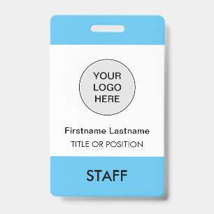 Light Sky Blue Company Logo Employee Name Badge ID Badge