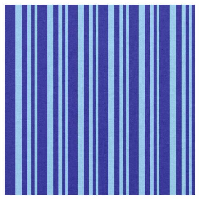 Light Sky Blue & Dark Blue Coloured Lines Fabric (Close Up)