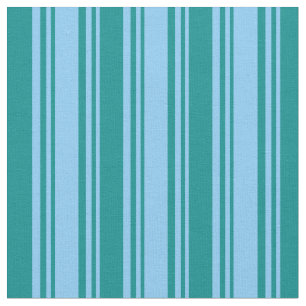 Light Sky Blue & Dark Cyan Coloured Stripes Fabric
