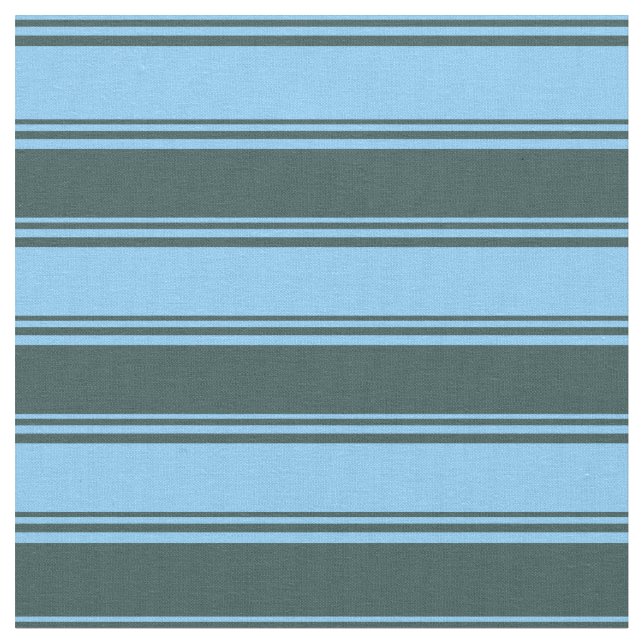 Light Sky Blue & Dark Slate Grey Coloured Lines Fabric (Close Up)