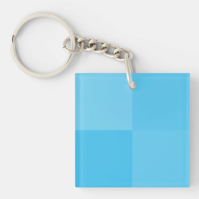 Light Sky Blue Geometric Squares Elegant, Modern Key Ring (Front)