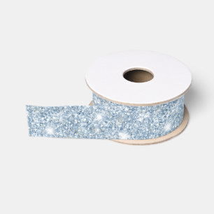 Light Sky Blue Glitter Birthday Grosgrain Ribbon