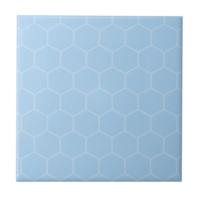 Light sky blue hexagon geometric mosaic design tile (Front)