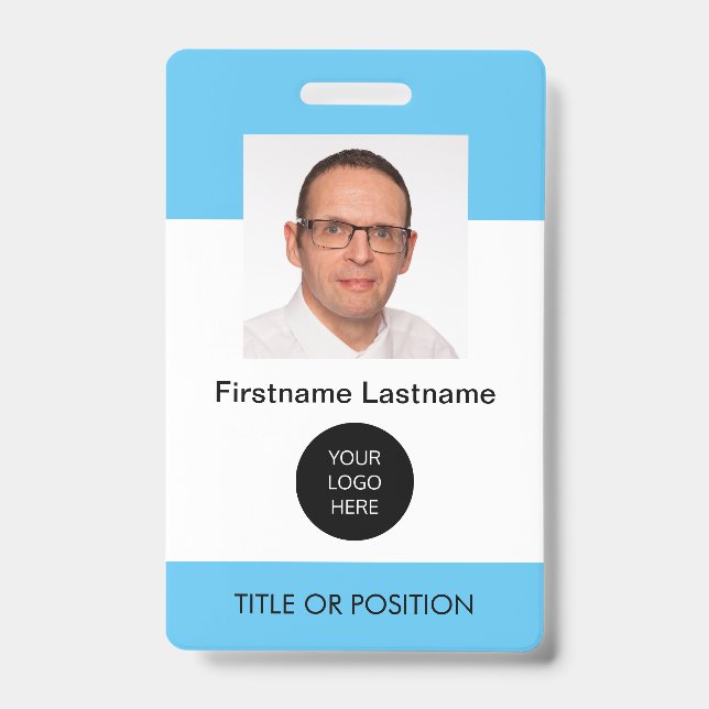 Light Sky Blue ID Photo Name Badge (Front)