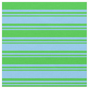 Light Sky Blue & Lime Green Coloured Stripes Fabric