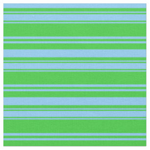 Light Sky Blue & Lime Green Stripes Pattern Fabric