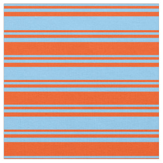 Light Sky Blue & Red Lines Pattern Fabric