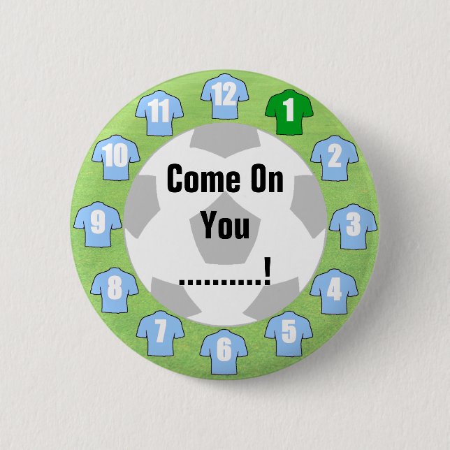 Light Sky Blue Shirts Football Fan Button Badge (Front)