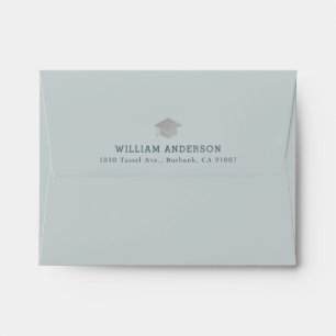 Light Slate Blue Gold Graduation Cap Envelope