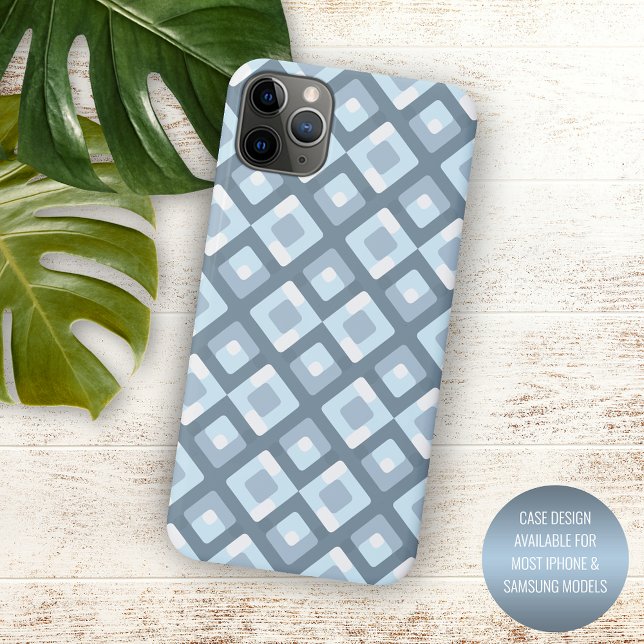 Light Slate Blue Grey Midcentury Squares Pattern Case-Mate iPhone Case (Creator Uploaded)