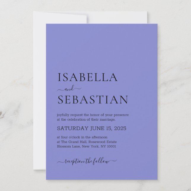 Light Slate Blue Purple Minimal Wedding Invitation (Front)